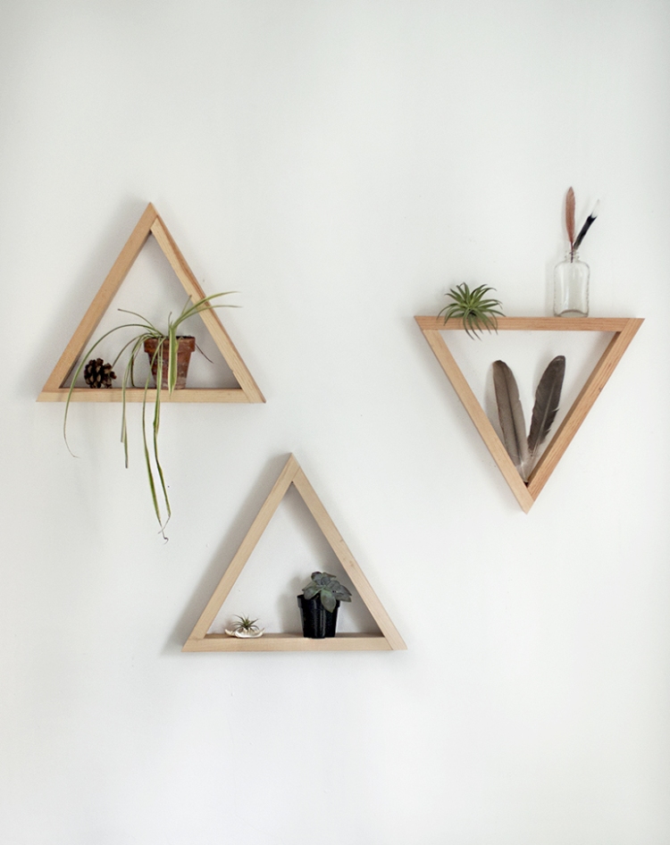 wood triangle shelf